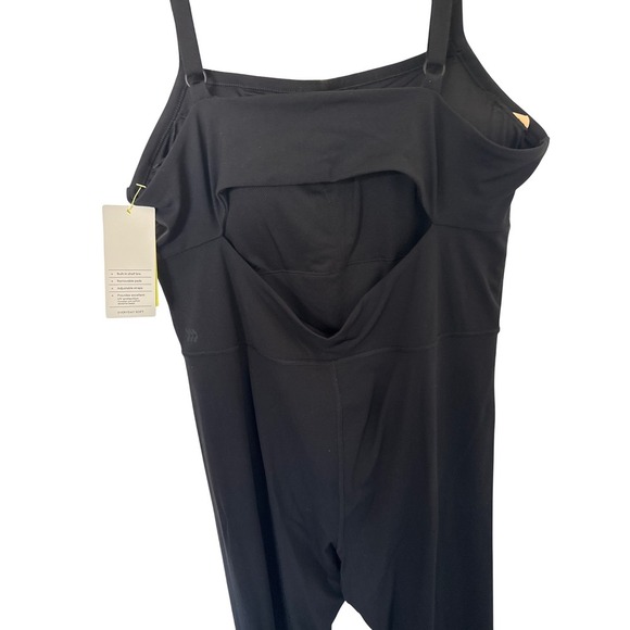 All In Motion Jumpsuit Women's Black Sleeveless Athletic Workout Romper, Large - Picture 4 of 5